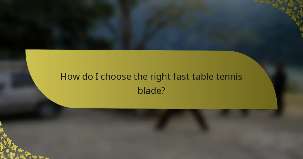 How do I choose the right fast table tennis blade?