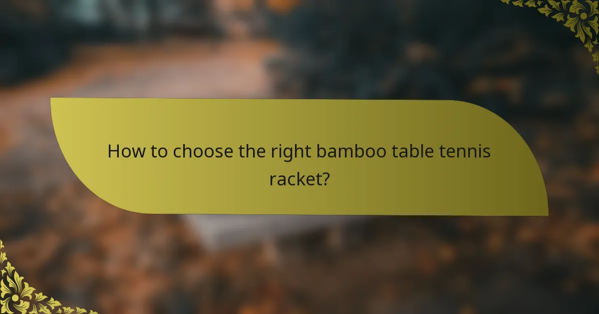 How to choose the right bamboo table tennis racket?