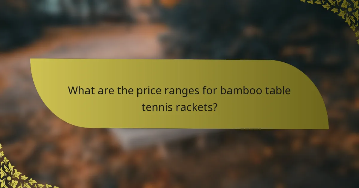 What are the price ranges for bamboo table tennis rackets?