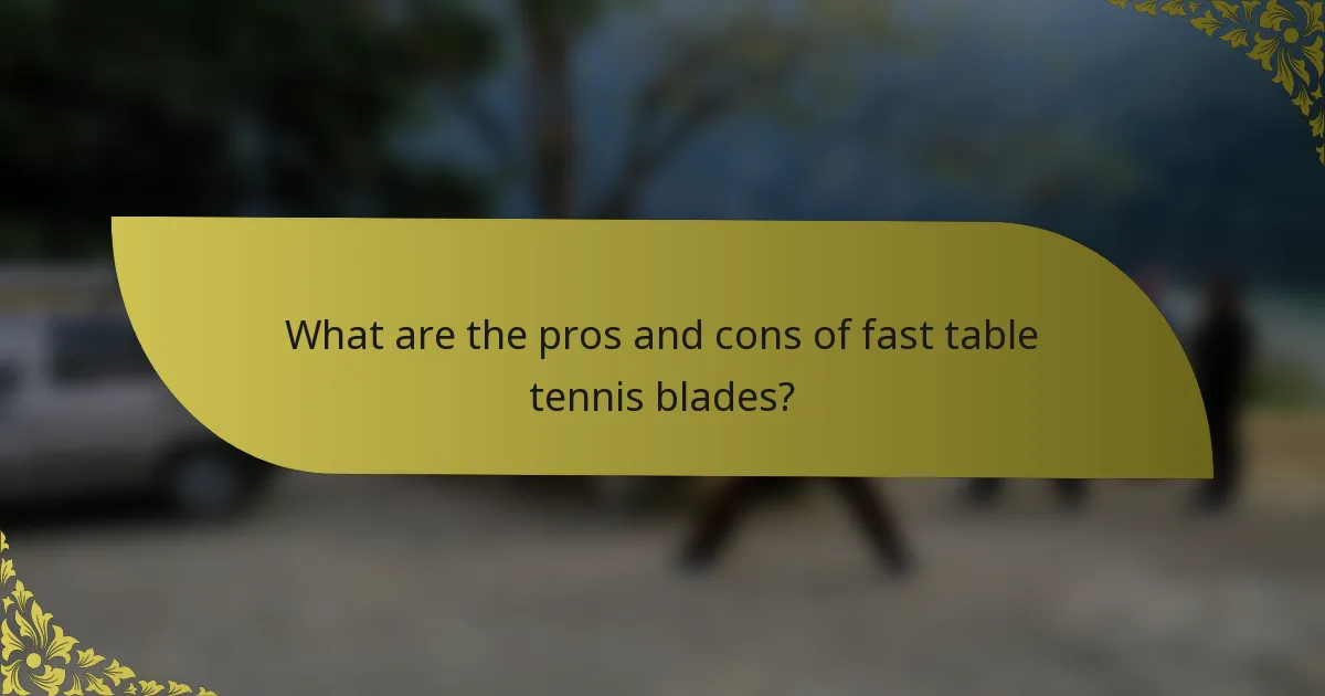 What are the pros and cons of fast table tennis blades?