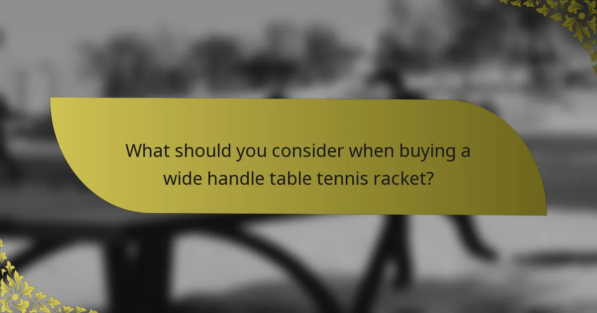 What should you consider when buying a wide handle table tennis racket?